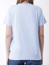 เสื้อยืดแขนสั้นผู้หญิง ทรงตรง สีฟ้า