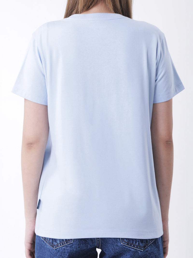 เสื้อยืดแขนสั้นผู้หญิง ทรงตรง สีฟ้า