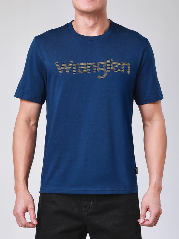 เสื้อยืดแขนสั้นผู้ชาย ทรงตรง สีน้ำเงิน