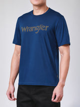 เสื้อยืดแขนสั้นผู้ชาย ทรงตรง สีน้ำเงิน