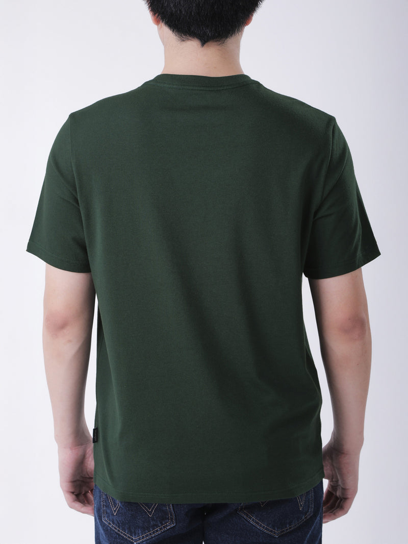 เสื้อยืดแขนสั้นผู้ชาย ทรงตรง สีเขียวเข้ม