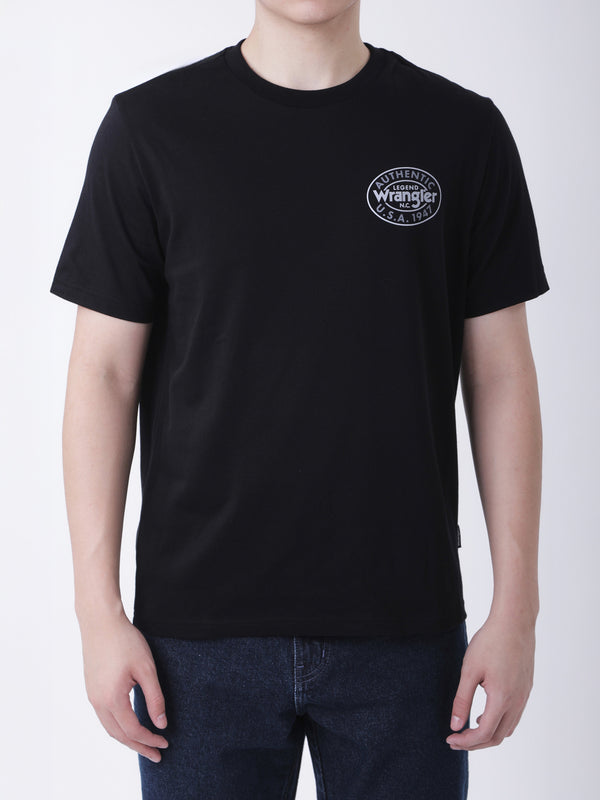 เสื้อยืดแขนสั้นผู้ชาย ทรงตรง สีดำ