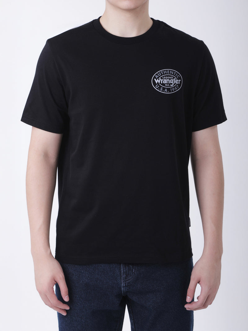 เสื้อยืดแขนสั้นผู้ชาย ทรงตรง สีดำ