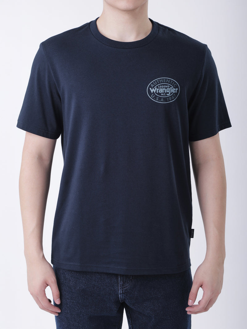 เสื้อยืดแขนสั้นผู้ชาย ทรงตรง สีกรมท่า