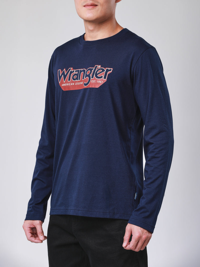 REGULAR FIT MEN'S LONG SLEEVE T-SHIRT NAVY