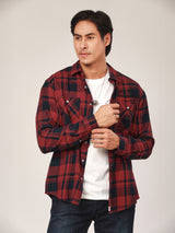 REGULAR FIT BIKER LOOK COLLECTION MEN'S LONG SLEEVE SHIRT RED