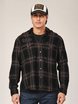 เสื้อเชิ้ตแขนยาวผู้ชาย คอลเลคชั่น BIKER LOOK ทรงตรง สีเทา