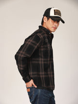 เสื้อเชิ้ตแขนยาวผู้ชาย คอลเลคชั่น BIKER LOOK ทรงตรง สีเทา