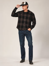 เสื้อเชิ้ตแขนยาวผู้ชาย คอลเลคชั่น BIKER LOOK ทรงตรง สีเทา