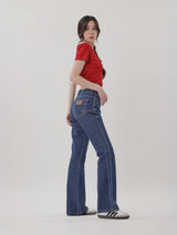 กางเกงยีนส์ผู้หญิง คอลเลคชั่น EVERYDAY WITH WRANGLER BOOTCUT FIT เอวสูง ทรงขาม้า สียีนส์กลาง