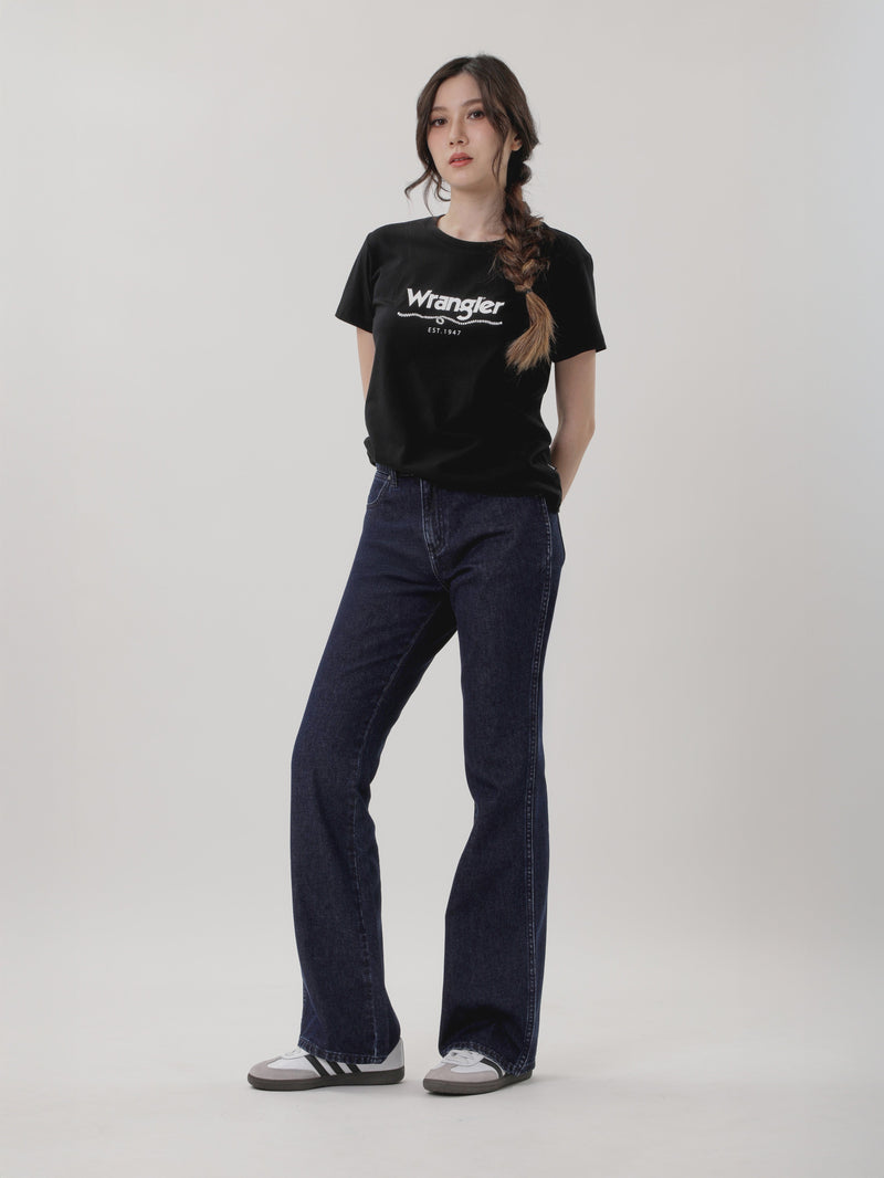 กางเกงยีนส์ผู้หญิง คอลเลคชั่น EVERYDAY WITH WRANGLER BOOTCUT FIT เอวสูง ทรงขาม้า สียีนส์เข้ม