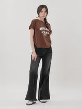 กางเกงยีนส์ผู้หญิง คอลเลคชั่น EVERYDAY WITH WRANGLER FLARE FIT เอวสูง ทรงขาม้ากว้าง สีดำ