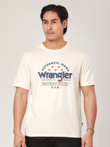 เสื้อยืดแขนสั้นผู้ชาย ทรงตรง สีเบจ