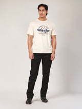 เสื้อยืดแขนสั้นผู้ชาย ทรงตรง สีเบจ