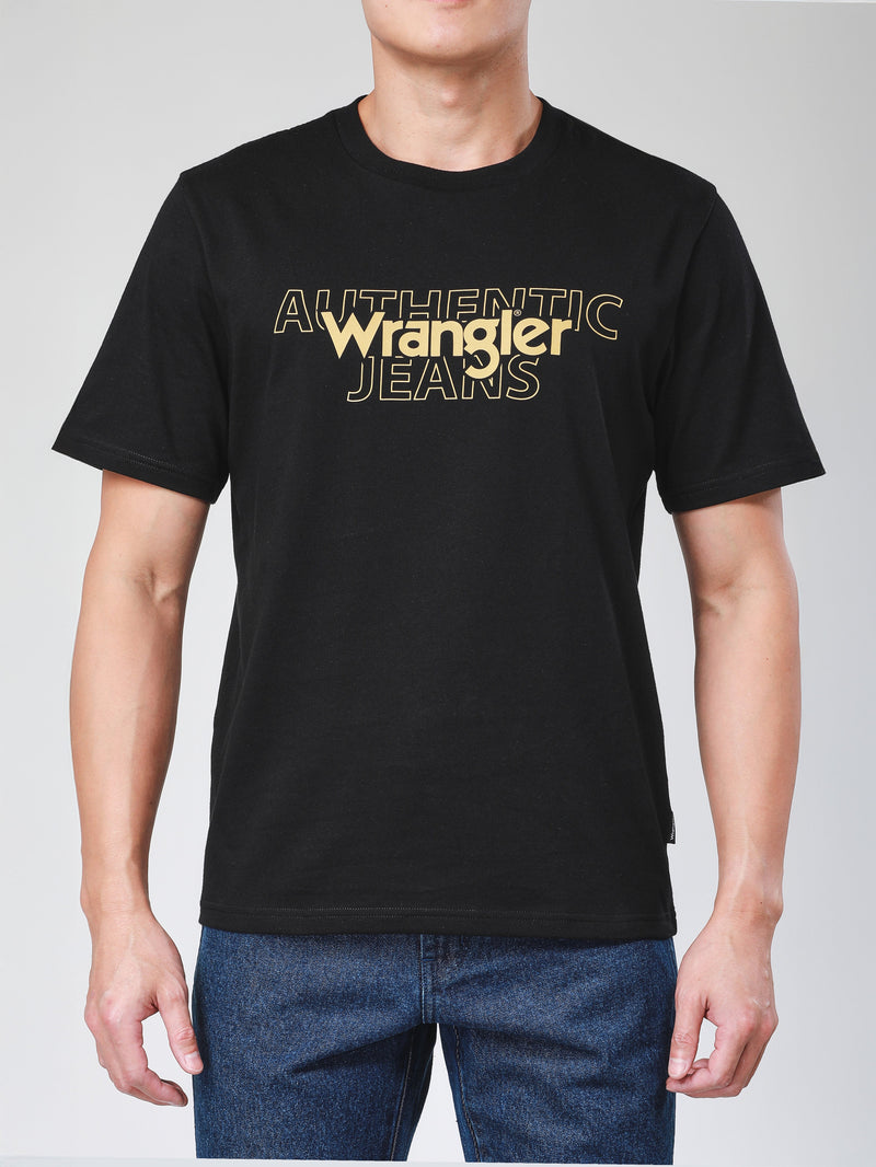 เสื้อยืดแขนสั้นผู้ชาย ทรงตรง สีดำ