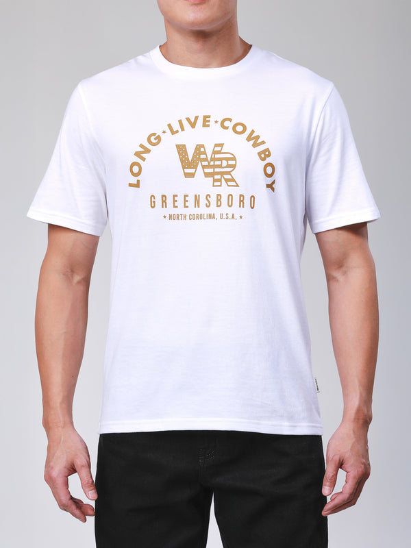 เสื้อยืดแขนสั้นผู้ชาย ทรงตรง สีขาว