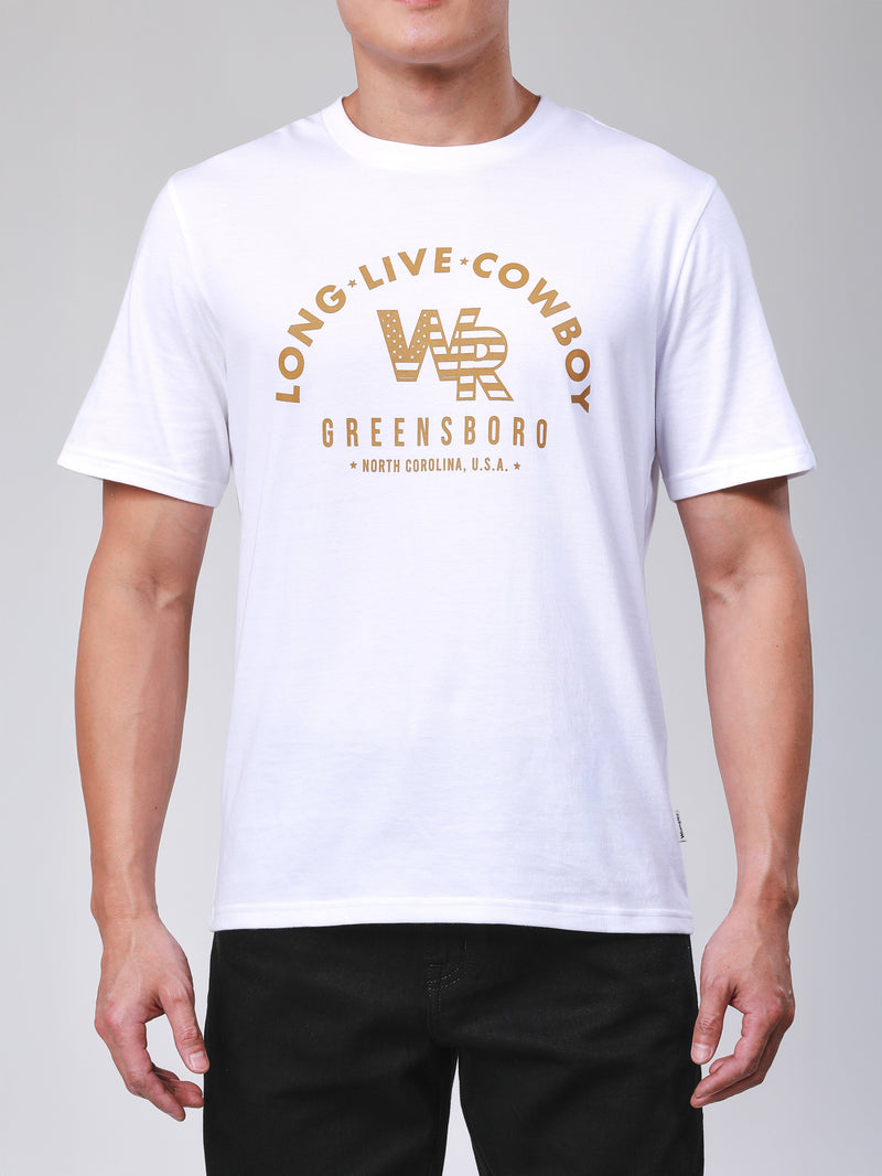 เสื้อยืดแขนสั้นผู้ชาย ทรงตรง สีขาว