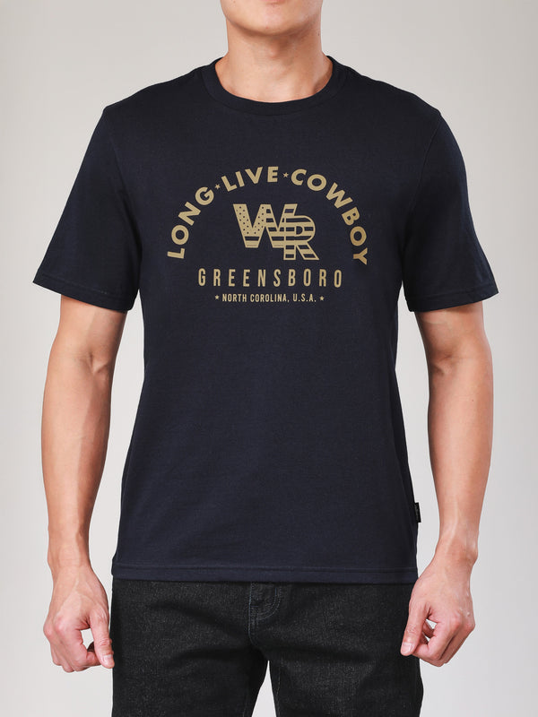 เสื้อยืดแขนสั้นผู้ชาย ทรงตรง สีกรมท่า