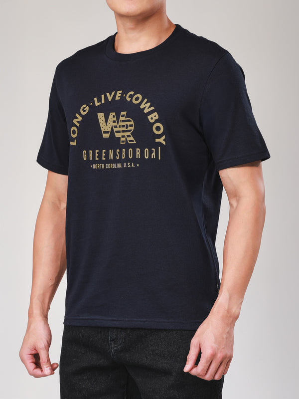 เสื้อยืดแขนสั้นผู้ชาย ทรงตรง สีกรมท่า