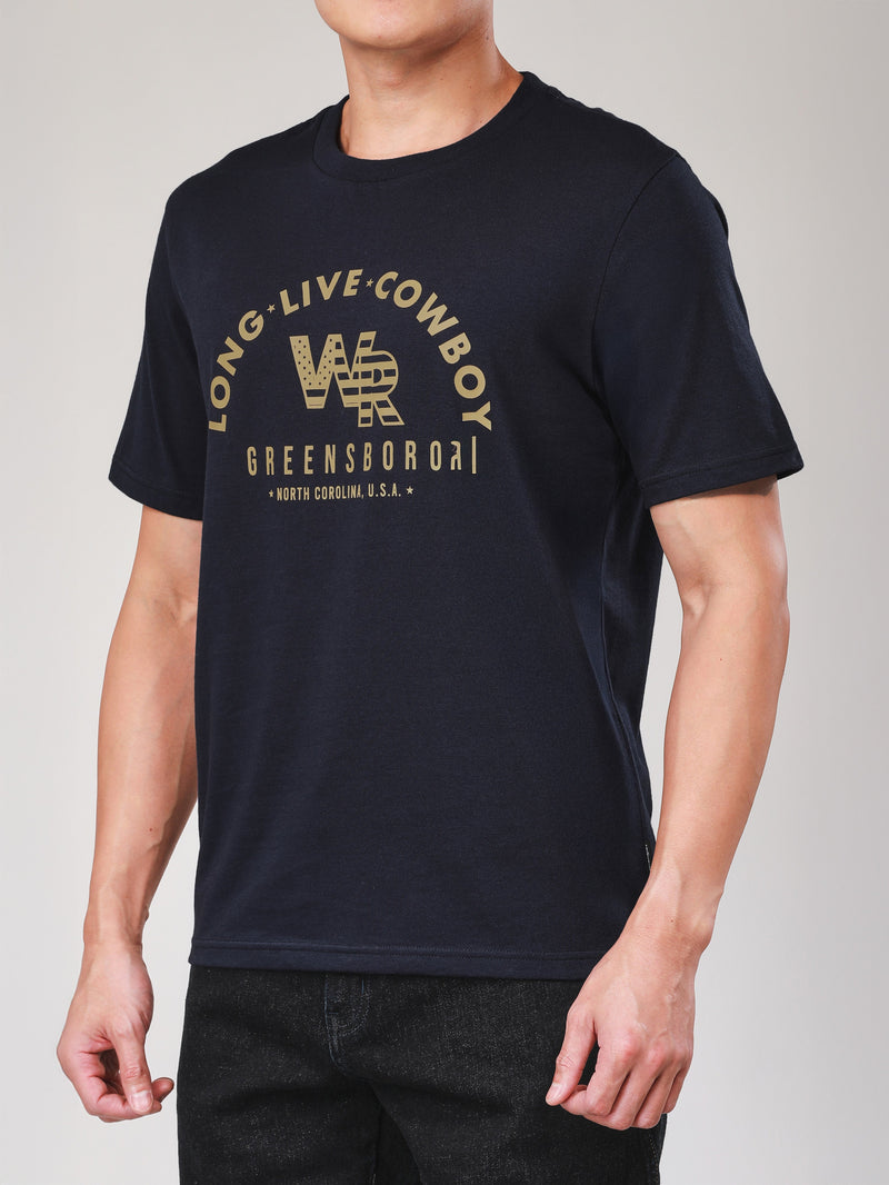 เสื้อยืดแขนสั้นผู้ชาย ทรงตรง สีกรมท่า