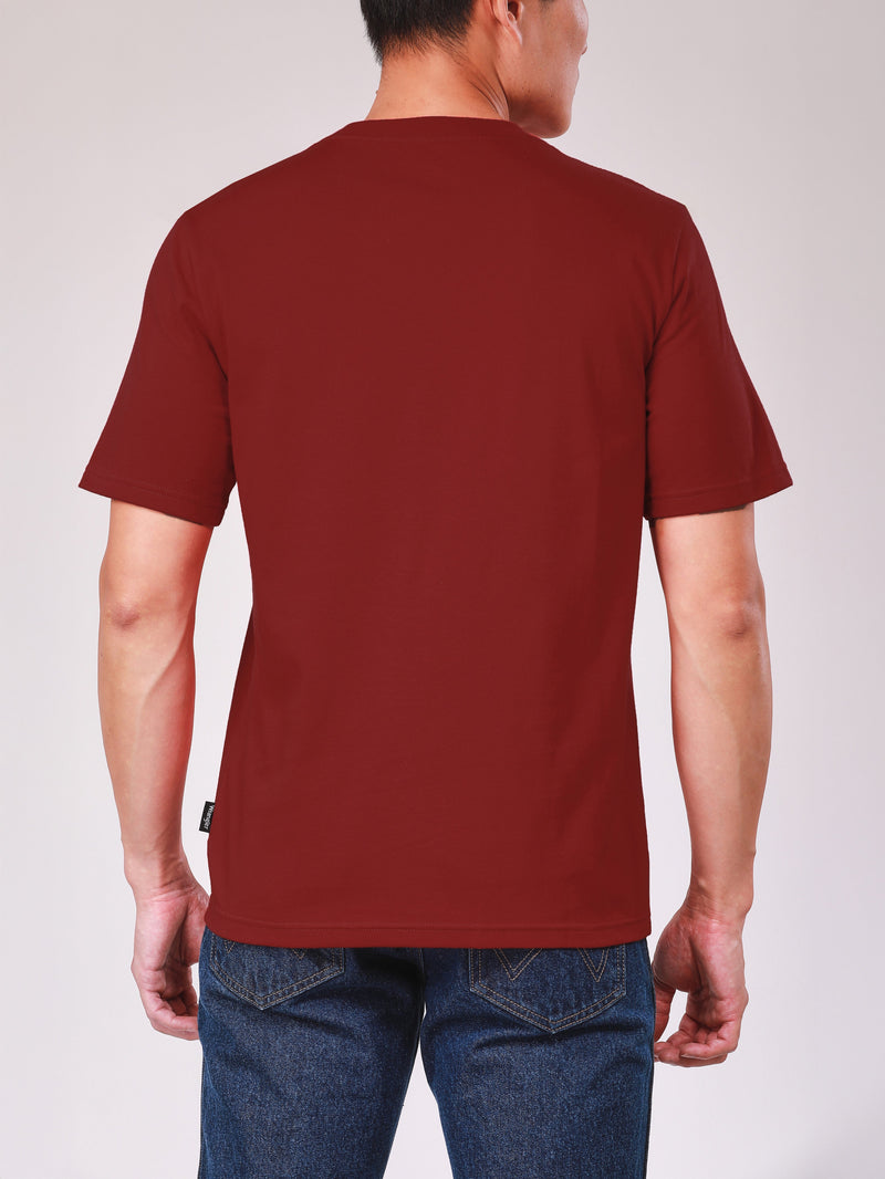 เสื้อยืดแขนสั้นผู้ชาย ทรงตรง สีแดง