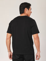 เสื้อยืดแขนสั้นผู้ชาย ทรงตรง สีดำ