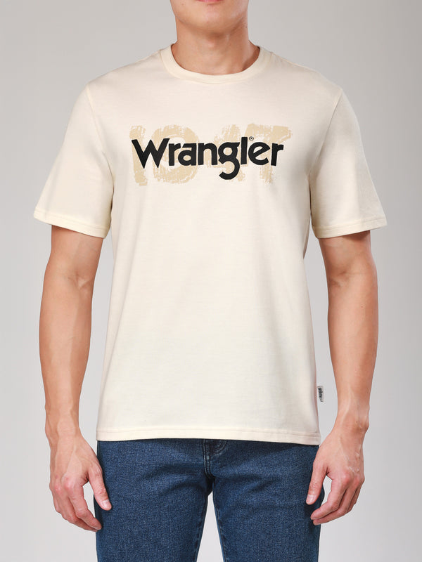 เสื้อยืดแขนสั้นผู้ชาย ทรงตรง สีเบจ