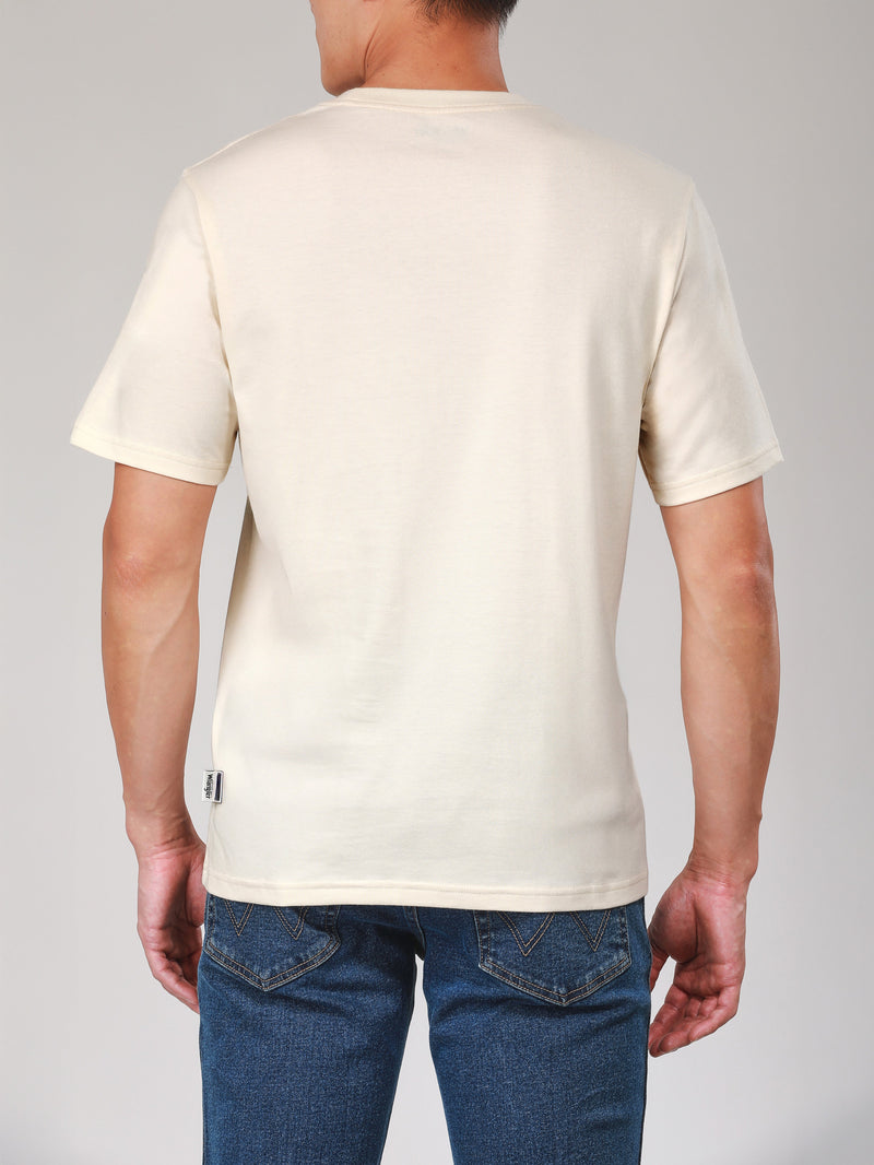 เสื้อยืดแขนสั้นผู้ชาย ทรงตรง สีเบจ