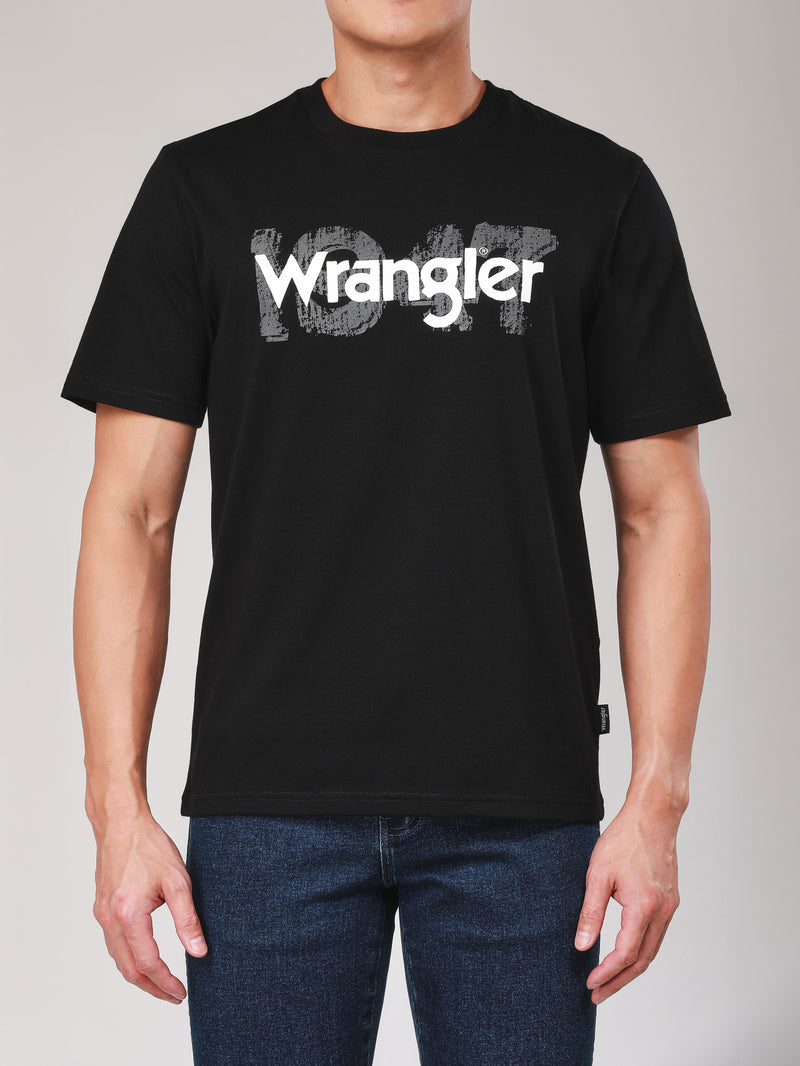 เสื้อยืดแขนสั้นผู้ชาย ทรงตรง สีดำ