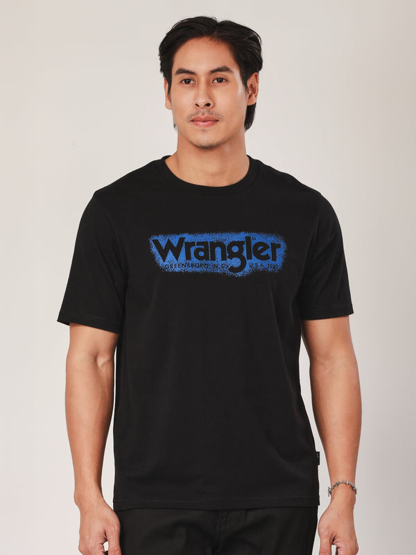 เสื้อยืดแขนสั้นผู้ชาย ทรงตรง สีดำ