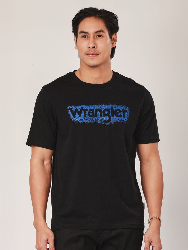 เสื้อยืดแขนสั้นผู้ชาย ทรงตรง สีดำ