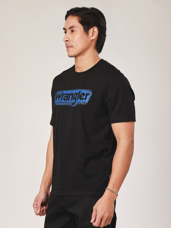 เสื้อยืดแขนสั้นผู้ชาย ทรงตรง สีดำ