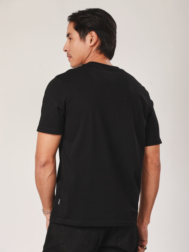 เสื้อยืดแขนสั้นผู้ชาย ทรงตรง สีดำ