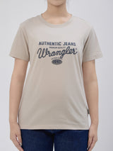 เสื้อยืดแขนสั้นผู้หญิง ทรงตรง สีครีม