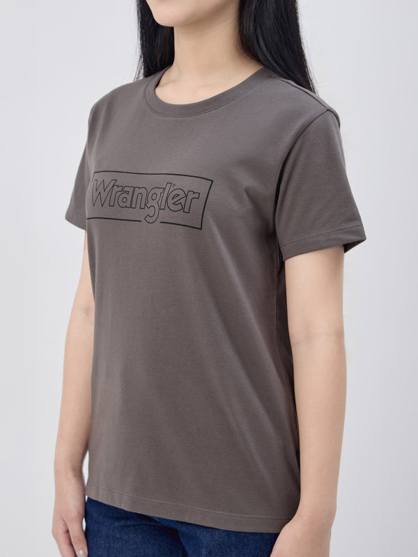 เสื้อยืดแขนสั้นผู้หญิง ทรงตรง สีเทา