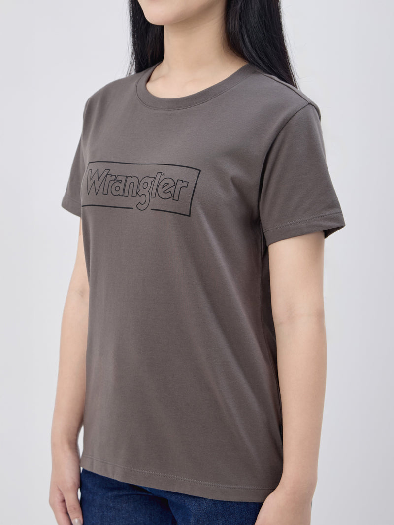 เสื้อยืดแขนสั้นผู้หญิง ทรงตรง สีเทา