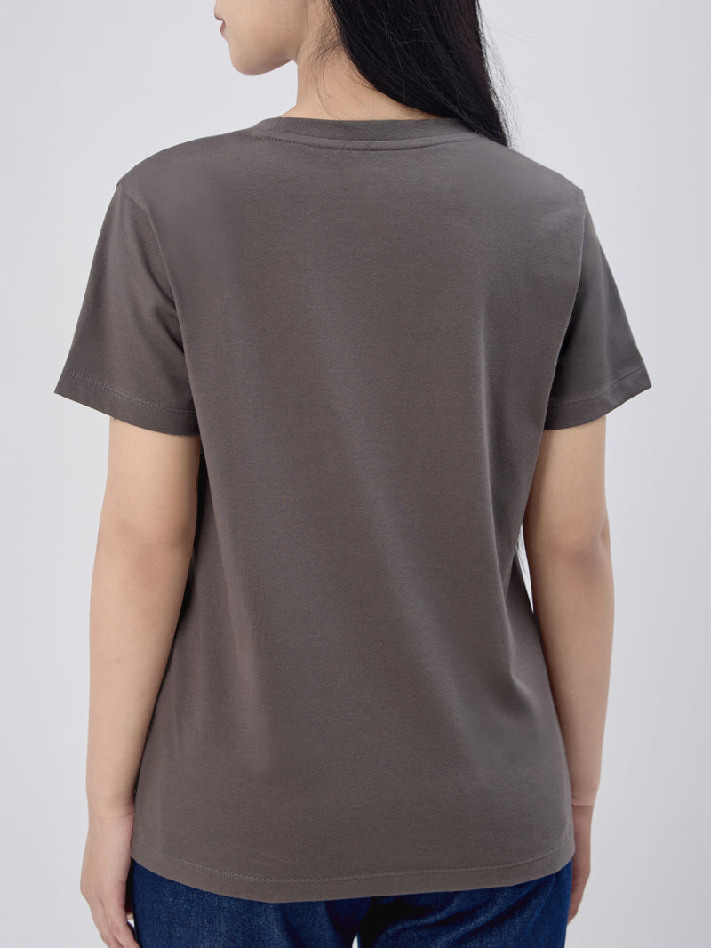 เสื้อยืดแขนสั้นผู้หญิง ทรงตรง สีเทา