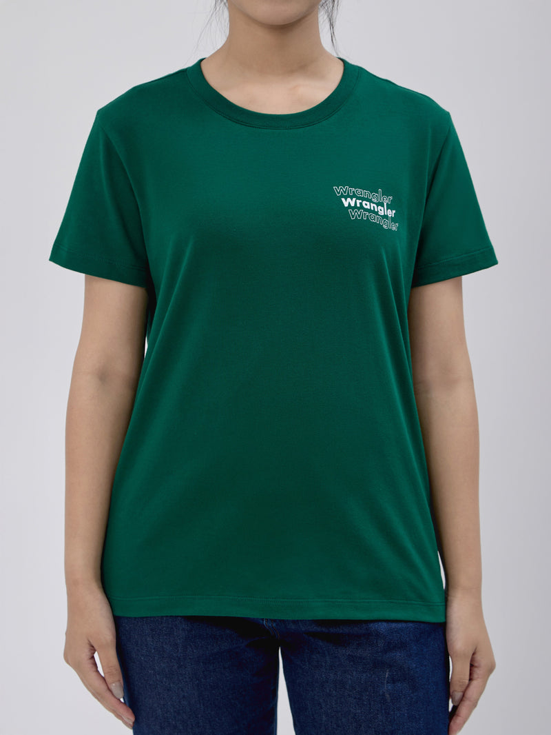 เสื้อยืดแขนสั้นผู้หญิง ทรงตรง สีเขียว