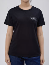 เสื้อยืดแขนสั้นผู้หญิง ทรงตรง สีดำ