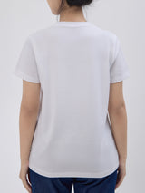 เสื้อยืดแขนสั้นผู้หญิง ทรงตรง สีขาว