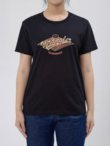 เสื้อยืดแขนสั้นผู้หญิง ทรงตรง สีดำ