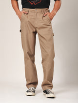 กางเกงขายาวผู้ชาย คอลเลคชั่น BIKER LOOK CAPENTER FIT เอวกลาง ทรงกระบอก สีเบจ