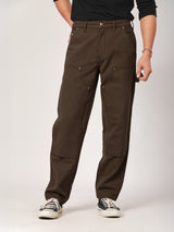 กางเกงขายาวผู้ชาย คอลเลคชั่น BIKER LOOK DOUBLE KNEE WORKWEAR เอวกลาง ทรงตรง สีน้ำตาล