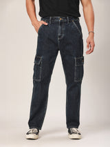 กางเกงยีนส์ผู้ชาย คอลเลคชั่น BIKER LOOK FRONTIER FIT เอวกลาง ทรงกระบอก สียีนส์กลาง