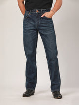 กางเกงยีนส์ผู้ชาย คอลเลคชั่น BIKER LOOK MWZ FIT เอวกลาง ทรงตรง สียีนส์กลาง