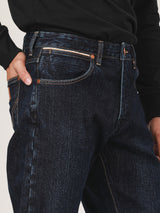 กางเกงยีนส์ผู้ชาย คอลเลคชั่น BIKER LOOK MWZ FIT เอวกลาง ทรงตรง สียีนส์เข้ม