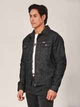 เสื้อแจ็คเก็ตผู้ชาย คอลเลคชั่น BIKER LOOK ทรงตรง สีดำ