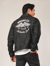 เสื้อแจ็คเก็ตผู้ชาย คอลเลคชั่น BIKER LOOK ทรงตรง สีดำ