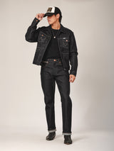 เสื้อแจ็คเก็ตผู้ชาย คอลเลคชั่น BIKER LOOK ทรงตรง สียีนส์ผ้าดิบ