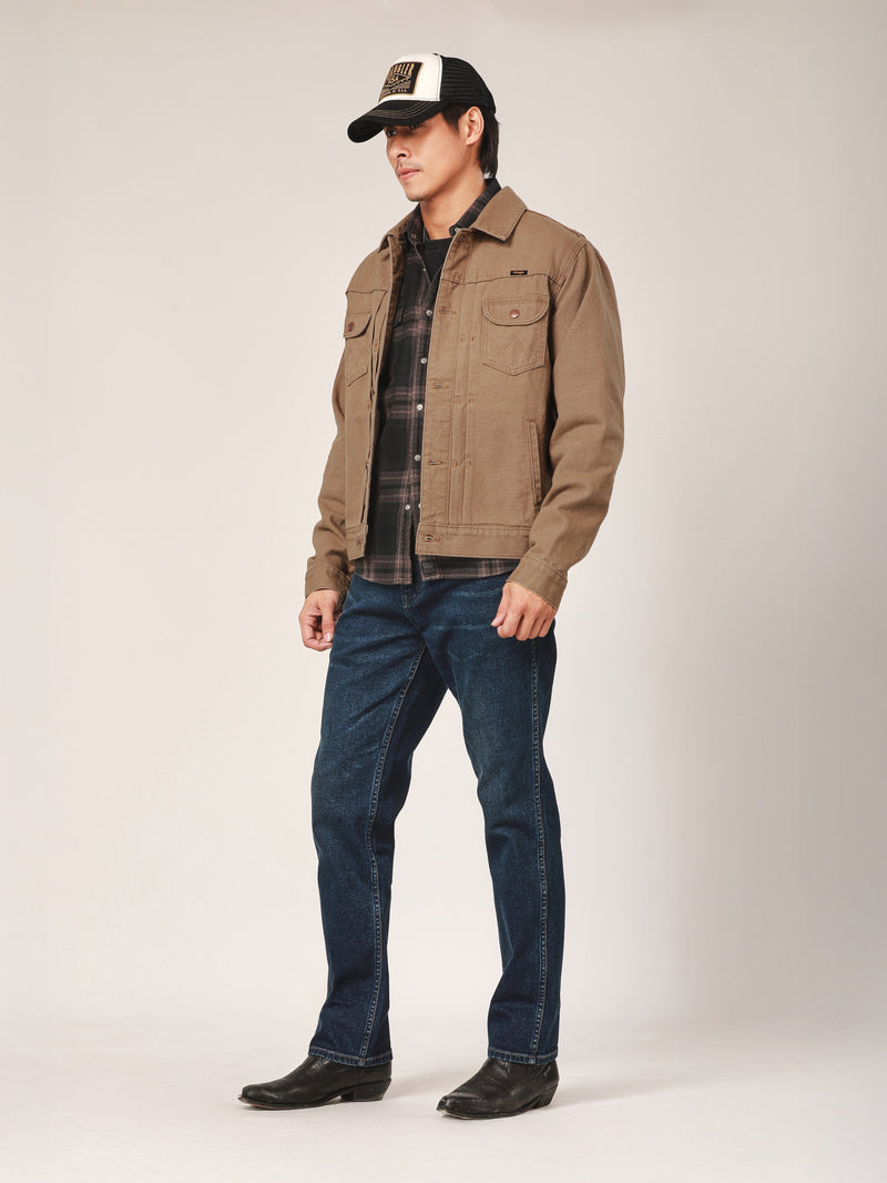 เสื้อแจ็คเก็ตผู้ชาย คอลเลคชั่น BIKER LOOK ทรงตรง สีน้ำตาล